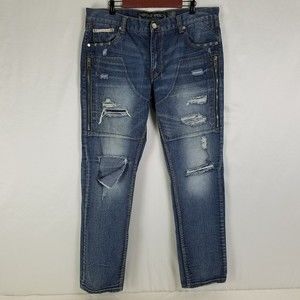 Heritage America Jeans Mens 40x34 Actual W40xL32 Vndls 1776 Destroyed Blue Denim